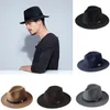 VTG Brand Wool Men's Black Dad Fedora Hat For Gentleman Woolen Wide Brim Jazz Church Cap Vintage Panama Sun Top Hat 20 Y200110
