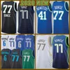 2021 New Luka Koszykówka Jersey 77 Doncic Mens Kristaps 6 Porzingis Mesh Retro Dirk 41 Nowitzki Youth Kids Beige