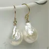 14-16mm blanc baroque perle boucles d'oreilles 18K crochet beaux bijoux classique mode bricolage AAAA personnalité 220212