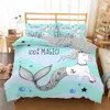 Homesky 3D Cartoon Mermaid Pościel Zestaw Dla Dzieci / Baby / Child / Boy / Girl Unicorn Duvet Cover Set Twin Pełna Pościel Okładka Zestaw 9118