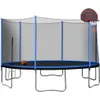 14ft powlekany proszkowo zaawansowana trampolina z obręczem koszykówki i drabiny (obudowa zewnętrzna) niebieski A37