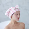 ボウノットシャワーキャップ付きドライヘアタオルスーパー吸収剤女性用ヘアキャップバスアクセサリーコーラルベルベットh jllgqz