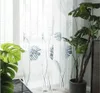 Musa Leaf Sheer Gordijnen fijne mesh handdoek borduurwerk eenvoudig modern land raam hoogwaardig milieubeschermingsgordijn