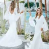 Rückenfreie Meerjungfraukleider Brautkleid Lange Julia -Ärmel Juwel Neck Chiffon Custom Made African Plus Size Beach Hochzeitswährung