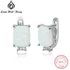 Boucles d'oreilles en argent sterling de luxe 925 pour femmes Opale blanche rectangulaire avec zircon 925 bijoux (Lam Hub Fong) 220114