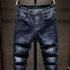 Jeans masculinos voreloce clássico tendência carta impressão denim harem calças 2021 primavera marca algodão estiramento juventude moda tapered293u