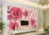 Benutzerdefinierte Foto Hintergrundbilder für Wände 3D Wandbild Tapete Moderne Rose Blume Weiche Paket Schlafzimmer Nachttisch Hintergrund Wandpapiere Home Decoration