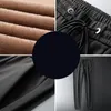 Mens Winter Fleece Warm Pants Men Korean Casual Slacks Slim Warm Thick Pants for men fashion Black Gray Trousers Male 201128