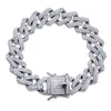 14mm 7/8/9/10inches Cuban Link Chain Bracelet Micro Pave Cubic Zircon Iced Out HipHop Jewelry For Male