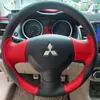 Mão de couro personalizado DIY costurar a capa do volante para Mitsubishi ASX Lancer Outlander Pajero V7 antiderrapante confortável