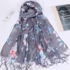 Fancy borla hijab estampado floral chales bufandas