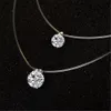 Women Invisible Silver Necklace Pendant Choker Embellished With Crystals From Swarovski Transparent Fishing Line -X143