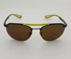 Lunettes de soleil sans monture lunettes de conduite style course métal et fibre de nylon cadre bouclier logo rouge jaune caoutchouc temple trou détail conception UV400 Oculos de sol