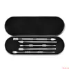 Dab Tool Kit Set con 5pcs lungo argento 105-124mm SS dabber strumento scatola di metallo confezione per penna vaporizzatore cera atomizzatore titanio chiodo