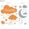 Dos colores Niños Lovely Wall Sticker Nubes colgantes Estrellas y una luna con un pequeño pájaro Decoración Baby Nursery Calcomanías extraíbles YT820 201106