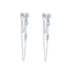 2021 Spring New 925 Sterling Silver Jewelry Whole Cute Lovely Tiny CZ Charm Tassel Chain Romantic Flower Stud Earring WHOLESAL269E