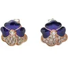 Pandora Deep Purple Pansy Flower Stud Earring jewelry 925 sterling Silver Women evil pandora with logo ale Gift 280781C01