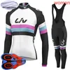 Hiver Équipe LIV Maillot Cyclisme Femmes Manches Longues Polaire Thermique Vélo Chemise Bib Pantalon Ensemble Réchauffeur Vélo Vêtements Mujer Ropa Ciclismo Y210201