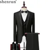 Shenrun Men Tuxedoスーツスリムフィットショールラペルファッションフォーマルウェディングスーツ新郎ホストステージビジネスパーティーバンケットコスチュームブラック201105