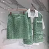 Mody damskie kamizelki kamizelki mini spódnica tweed zestawy swobodne marka Twill conjunto femenino biuro biuro strój pasujący zestaw t200325