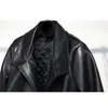 LANMREM Fashion Faux Fur Hemline Patchwork PU Leather Short Type Jacket Females Long Sleeve Black Coat Vestido YE97713 201030