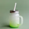 430ml Sublimatie Glas Mason Jar met Handvat Gradiënt Glas Tumblers Thermische Transfer Waterfles Kleurrijke Sublimated Cups AA