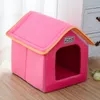 Pet House Składane łóżko z matą miękką zimową lampart dla szczeniąt sofy sofa poduszka budy gniazdo dla małego medium S LJ200918