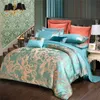 Wysokiej jakości Luksusowy Jacquard Comforble Bedlinen Duvet Cover Set Silk and Cotton Pościel Zestawy Queen King Size T200706