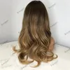 Human Hair Machine Made Full Wigs for Women with Silk Top Ombre Color Remy Brazilian Hair 180 Density Natural Wave Wig withs Bang