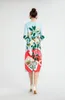 Women's Runway Dress O Neck Long Sleeves Floral Printed Fashion Casual Pencil Dresses Vestidos