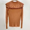 TWOTWINSTYLE Slim Twist Kink Sweater For Women Turtleneck Long Sleeve Hollow Out Sexy Knitted Tops Female Fashion New Clothing 201223