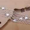 Hot Sales 925 Sterling Fashion Costume Silver Heart Love Chain Armband Jewelry