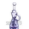 Yeni Arrivial Darkgreen Mor Yeşil Fab Fab Yumurta Geri Çekme Cam Su Bongs 8 inç Shisha Bubbler Baker Bongs Sigara içmek