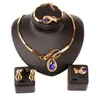 African Beads Fine Jewelry Set Gold Color Champagne Clear Austrian Crystal Women Wedding Necklace Bracelet Earring Ring
