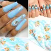 10st / set Anglel Flower Adhesive Nails Transfer Spring Nail Art Sticker Decoration Set Foil Manicure Tool