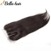 Bella Hair HD Lace Sluiting 4x4 100 Human Maagd Haar Sluiting Midden Drie Delen Top Sluitingen met Baby Hair Natural Color1922298