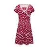 Summer Women Maternity Fashion Print Red A-line Dress Blouse Maternity Nursing Dress Short Sleeves Blouse Dresses Clothes G220309