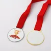 Medalhas de sublimação favorecem a medalha de liga de zinco DIY em branco com prêmios de jogos para reuniões de esportes de fita