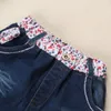 Mode Printemps Automne Enfants Filles Vêtements Ensembles Coton O-Neck Tops + Jeans 2 PCS Manches Longues Floral Denim Costumes 2 À 6 Ans 201031