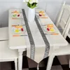 Corredor de mesa 33x180cm luxo com borlas para jantar festa de casamento bolo de natal floral macio toalha de mesa decoração1267a