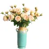 Fake Flower Long Stem Rose (6 Heads/Piece) 12" Length Simulation Autumn Roses for Home Decorative Artificial Flowers