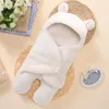 Kış bebek battaniye sevimli karikatür ayı kulakları yenidoğan kundak sargı sıcak unisex bebek uyku tulumu yumuşak zarf çocuklar yatakta yorgan y229m