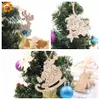 12PCSナチュラルクリスマス木製ペンダント装飾品サンタデランジェルの木ぶら下がっているギフト装飾Y2010202020202020202020202020