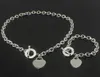 Julklapp 925 Silver Kärlek Halsband+armband Set Bröllopsuttalande Smycken Hjärthänge Halsband Armband Set 2 i 1