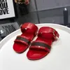 High Quality Designer sandal Slides Sandals for Women Summer sexy metal button Outdoor Beach women shoes genuine leather buckle platform slippers 35-42 with box