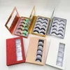 Natural 25mm 5d cílios de visita 5para cílios livro rosa pacote de ouro com 3d faixa cheia olho chicote