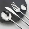 Dinnerware Set Dinner Knife Fork Spoon Tableware Set Stainless Steel Flatware Silverware Wedding el Glossy Black Cutlery Set 211223