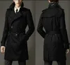 Fashion- Spring autumn trench coat men design commercial double breasted long coat men black khaki blue plus size S - 9XL