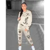 Frauen Brief Graffiti Druck Trainingsanzüge Mode Trend Langarm Rond Neck Sweatshirt Hosen Anzüge Designer Weibliche Herbst Casual Sets