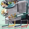 Uppdaterat Kök Matsal Teleskopisk Justerbar Sink Förvaring Rack Sponge Soap Holder Expanderbara Sink Organizer Verktyg RRE12532